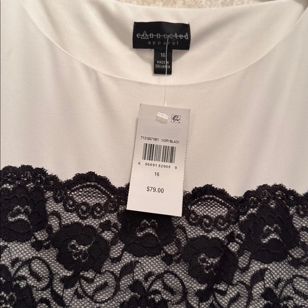 NWT BLACK LAYERED DRESS WITH WHITE & BLACK BODICE - Picture 6 of 13